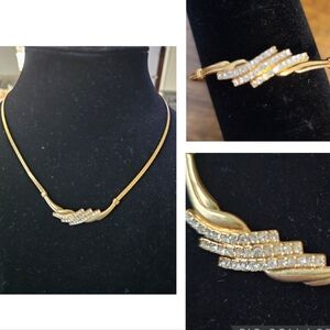 Vintage Avon rhinestone twist bracelet and necklace set